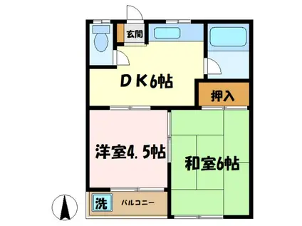 ローズハイツA(2DK/1階)の間取り写真