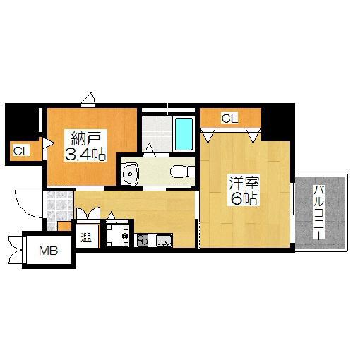 ディアコート宿屋町(2K/5階)の間取り写真