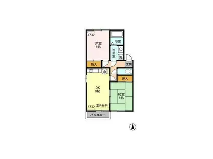 シャトレ・モリヤマ CD(2DK/1階)の間取り写真