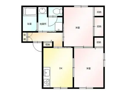 エムロードTOMI C(2DK/2階)の間取り写真