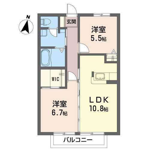 リヴィエール(2LDK/2階)の間取り写真