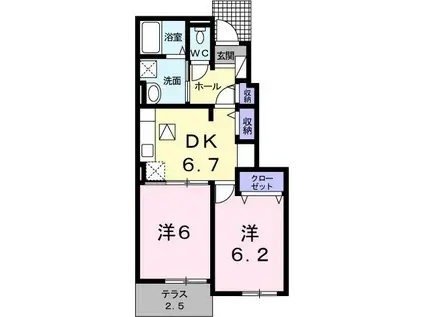 グランデールV(2DK/1階)の間取り写真