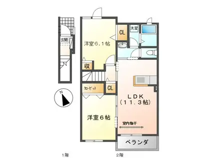 エバーロング(2LDK/2階)の間取り写真