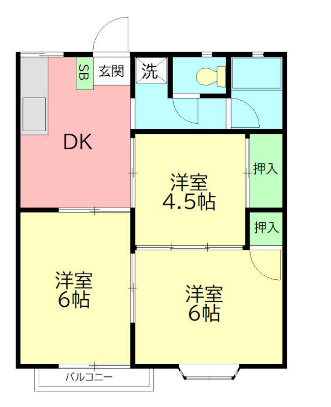 F.Fハイツ(3DK/1階)の間取り写真