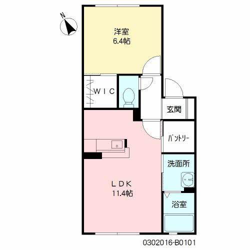 リバーサイド城西  B棟(1LDK/1階)の間取り写真