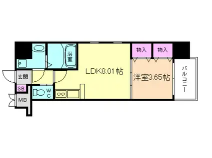 プレジオ新大阪(1LDK/2階)の間取り写真