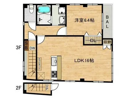 OKEIビル(1LDK/3階)の間取り写真