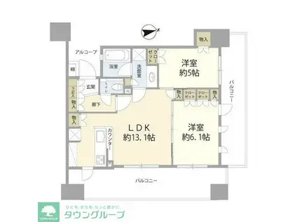 リストレジデンス新御徒町(2LDK/4階)の間取り写真