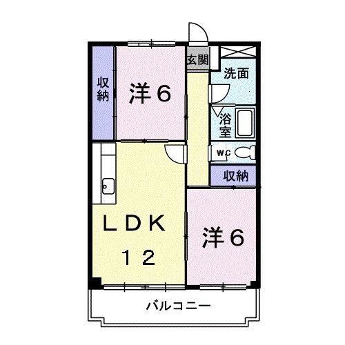 パレスピュアII(2LDK/3階)の間取り写真
