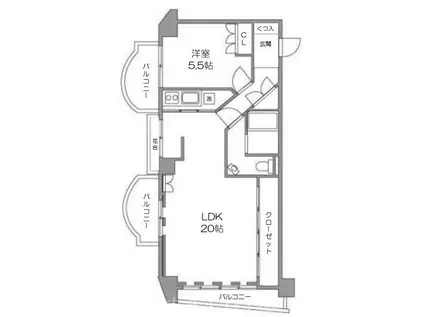セントラル第二青山(1LDK/3階)の間取り写真