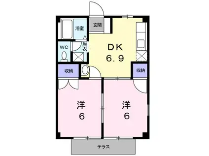 マザーグースI(2DK/1階)の間取り写真
