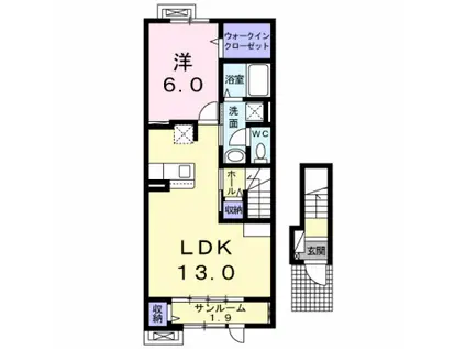 グラシア(1LDK/2階)の間取り写真