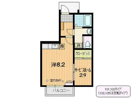コンシェルジュライフ A棟(1SK/1階)の間取り写真