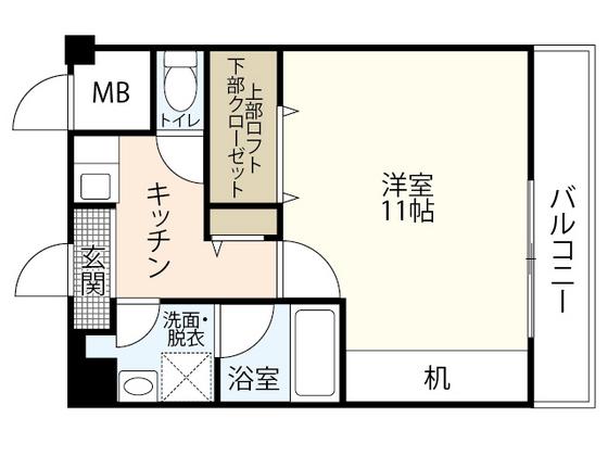 児玉ビル(1K/2階)の間取り写真