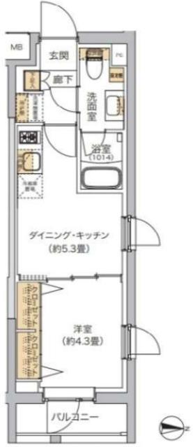 リビオメゾン湯島(1DK/2階)の間取り写真