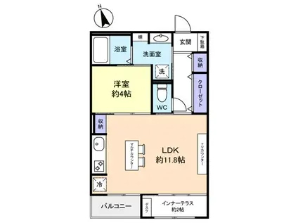 パークエステート I(1LDK/3階)の間取り写真