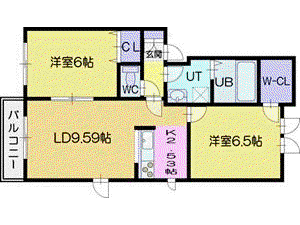 LUMINOUS OOASA (2LDK/3階)の間取り写真