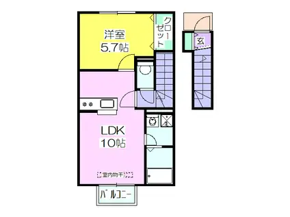 サンボナールA(1LDK/2階)の間取り写真