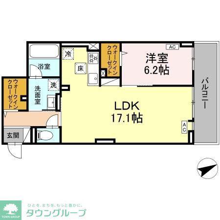 D-RESIDENCE稲城(1LDK/1階)の間取り写真