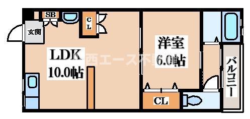 森内マンション(1LDK/4階)の間取り写真