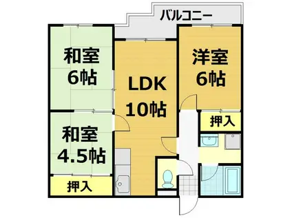 シベール青殿(3LDK/1階)の間取り写真
