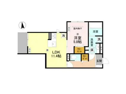 LA COEUR北島(1LDK/1階)の間取り写真