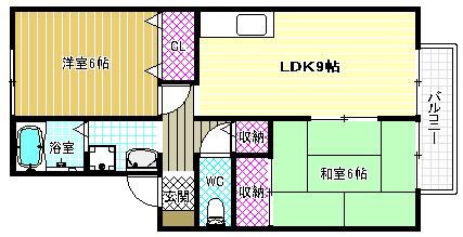 シャルマンコートA棟(2DK/2階)の間取り写真