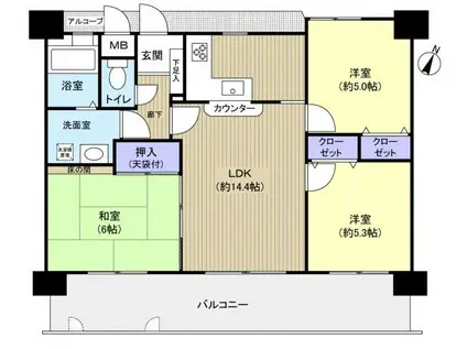 スターランド南蟹屋(3LDK/6階)の間取り写真