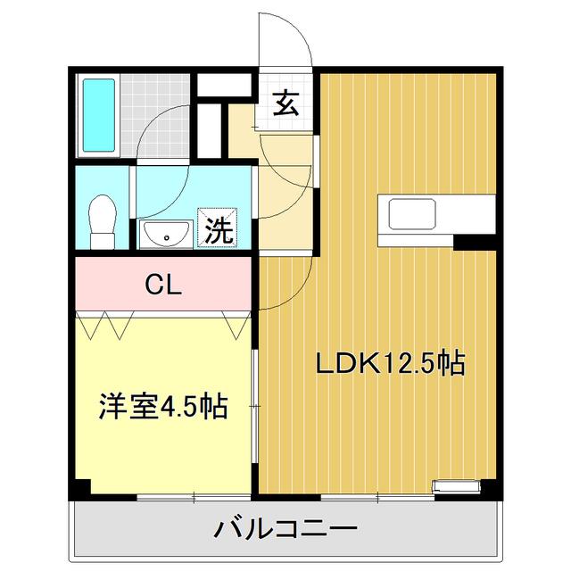 グランビュー(1LDK/5階)の間取り写真