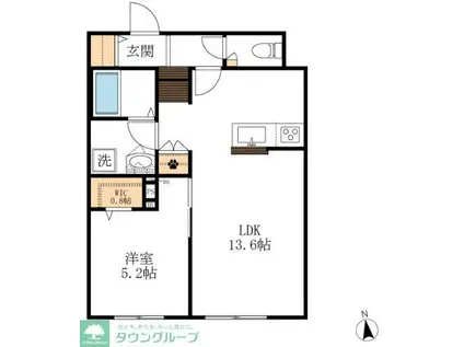 LA PACE 川名(1LDK/1階)の間取り写真