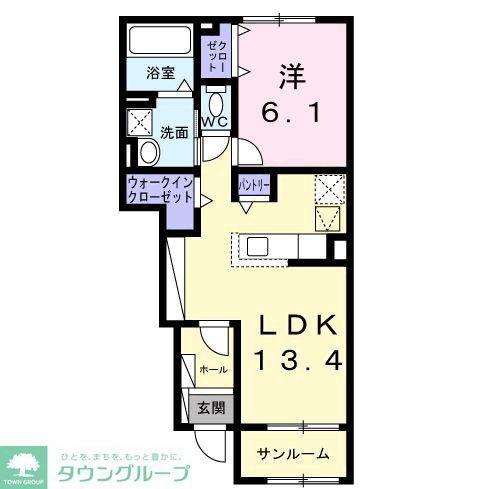 レスポワール B(1LDK/1階)の間取り写真