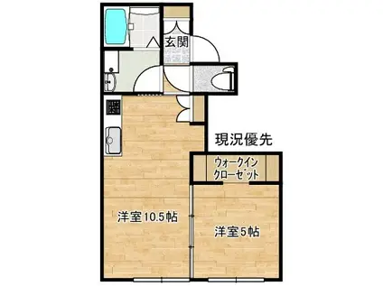 ランス山代 REIMS YAMASHIRO(1LDK/1階)の間取り写真