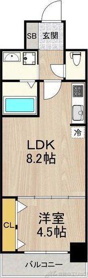 セノアタワー新大阪(1LDK/9階)の間取り写真