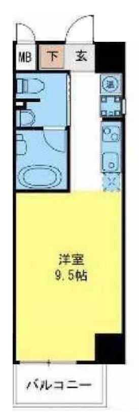 カーサリック同心(ワンルーム/4階)の間取り写真