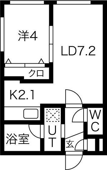 CHAMBRE西町(1LDK/4階)の間取り写真