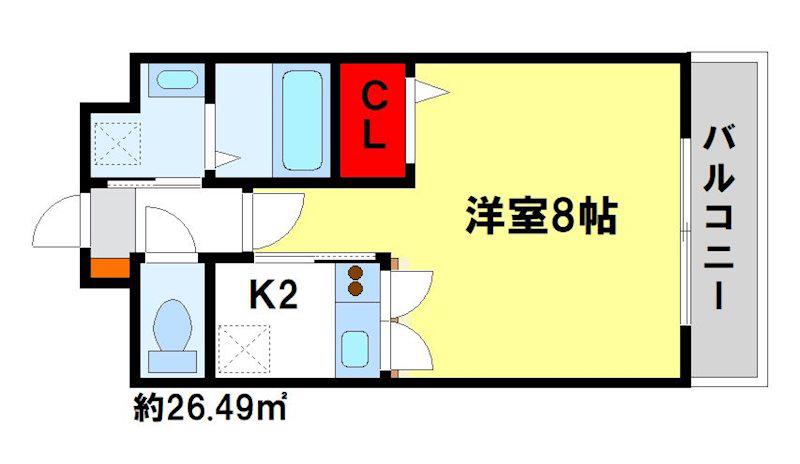 プラシードヴィラ(1K/4階)の間取り写真