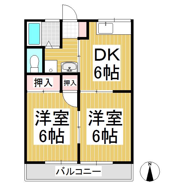 サンシティハイム滝(2DK/2階)の間取り写真