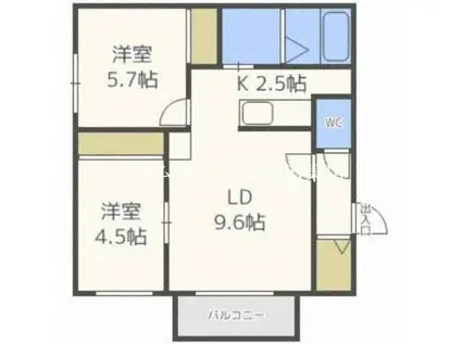  GRACIAS環状通 (2LDK/2階)の間取り写真