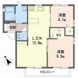 ツインコーポ三宅B棟(2LDK/2階)の間取り写真