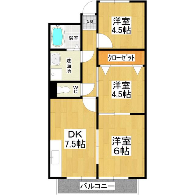 サンフル真鍋(3DK/3階)の間取り写真