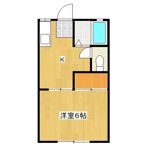 ジュネス東岡山(1K/1階)の間取り写真