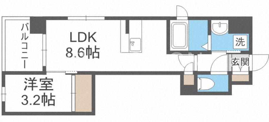 リヴァイン博多駅南(1LDK/8階)の間取り写真