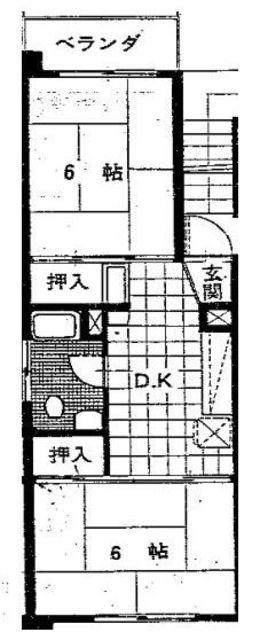 高円寺ローヤルコーポ(2DK/4階)の間取り写真