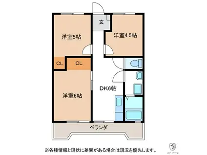 シティハイツ(3DK/9階)の間取り写真