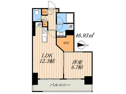 ザパークハビオ上野レジデンス(1LDK/11階)の間取り写真