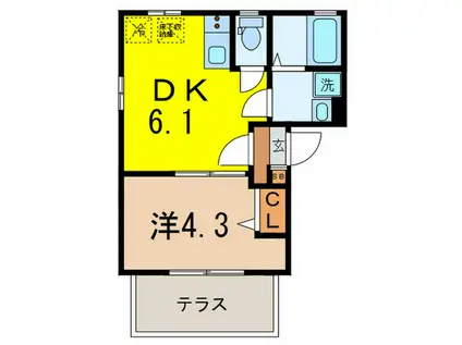 RAINBOW HILLS(1DK/1階)の間取り写真