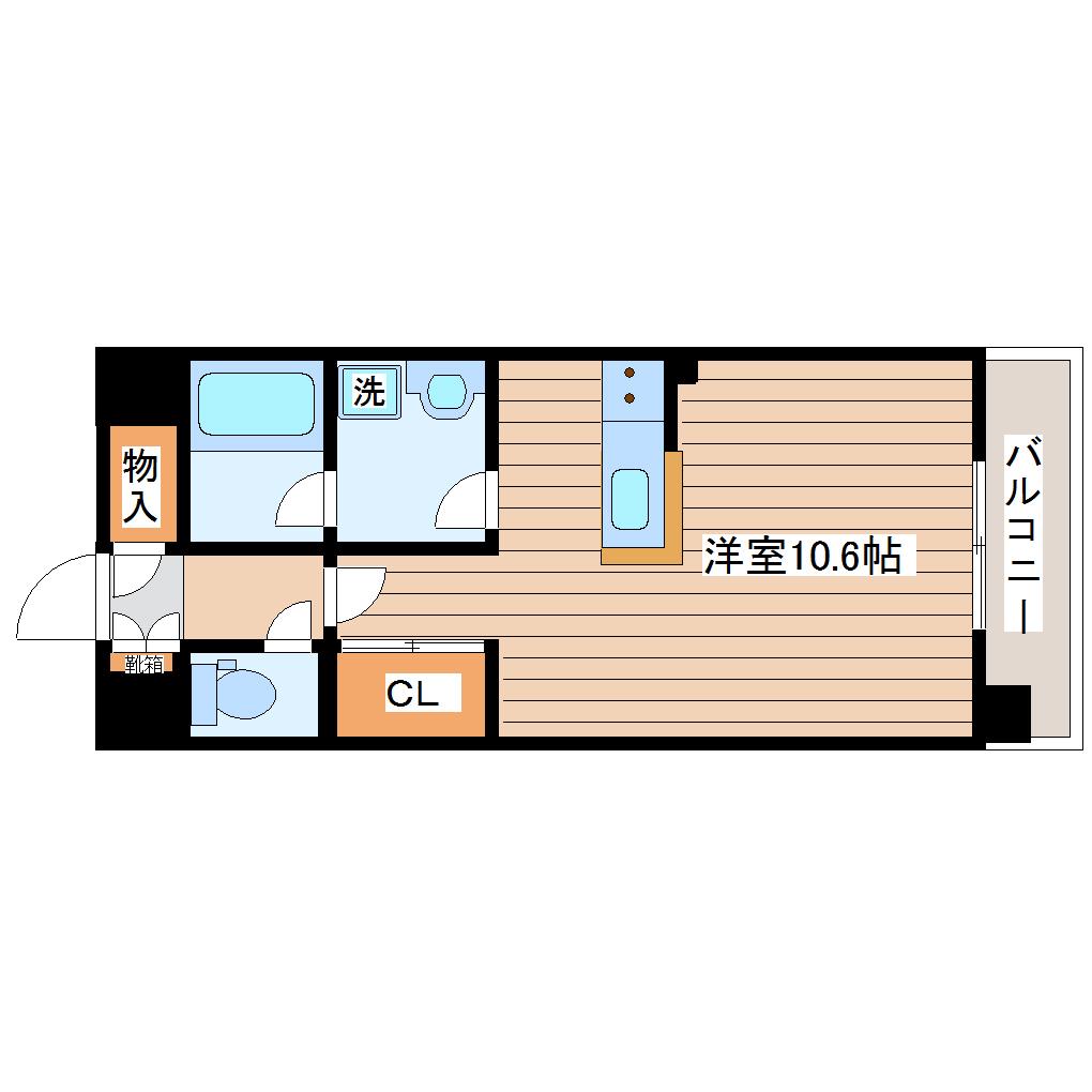 長町南クレスト(ワンルーム/2階)の間取り写真