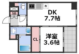 アリス・マナーガーデン谷町(1DK/8階)の間取り写真