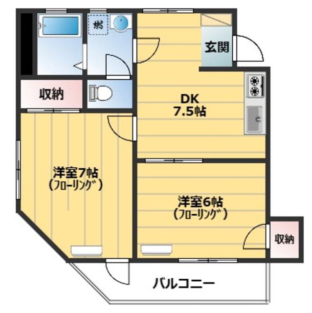 有明ビル(2DK/2階)の間取り写真