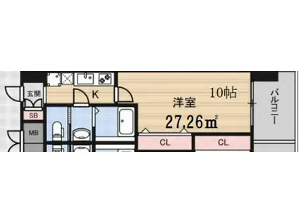 LUXE新大阪イーストII(1K/10階)の間取り写真